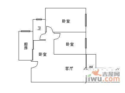 丽园雅庭2室2厅1卫86㎡户型图