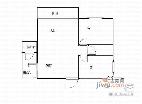 丽园雅庭2室1厅1卫户型图