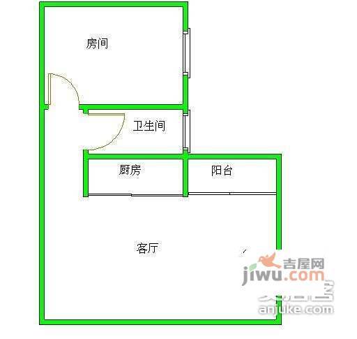 丽园雅庭1室1厅1卫46㎡户型图