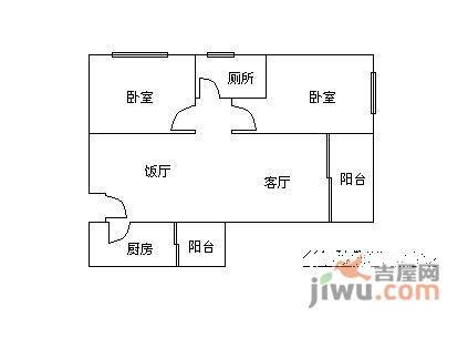 丽园雅庭2室1厅1卫户型图