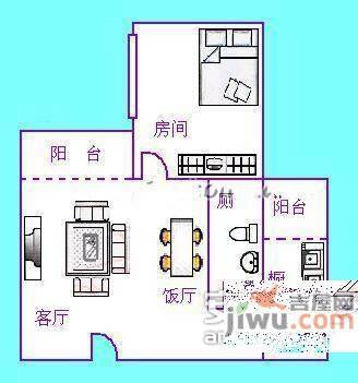 珠光高派华庭1室1厅1卫53㎡户型图