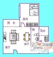 珠光高派华庭1室1厅1卫53㎡户型图