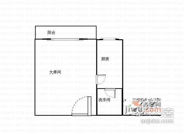 珠光高派华庭1室1厅1卫53㎡户型图