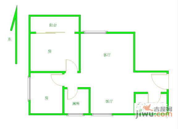 嘉宝华庭2室2厅1卫87㎡户型图