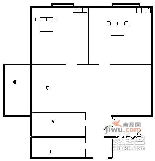 东盛新城2室1厅1卫56㎡户型图