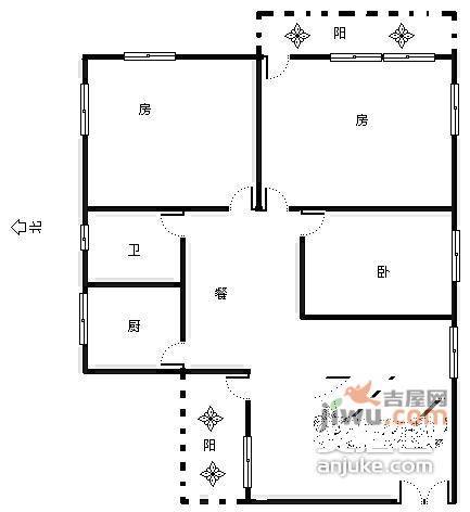 东盛新城3室2厅1卫113㎡户型图