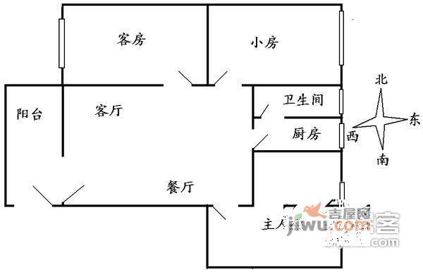 鸿发广场3室2厅1卫户型图