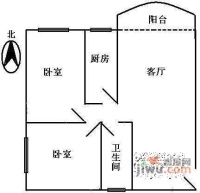 冠庭园2室2厅1卫75㎡户型图