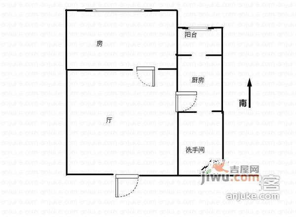 冠庭园1室1厅1卫52㎡户型图