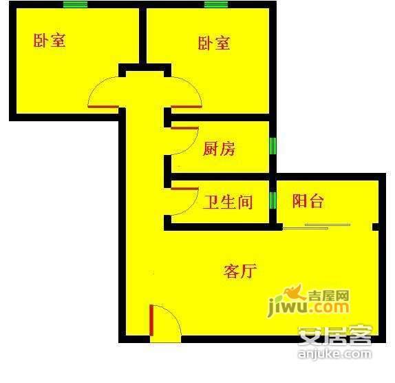 金隆园2室2厅1卫76㎡户型图