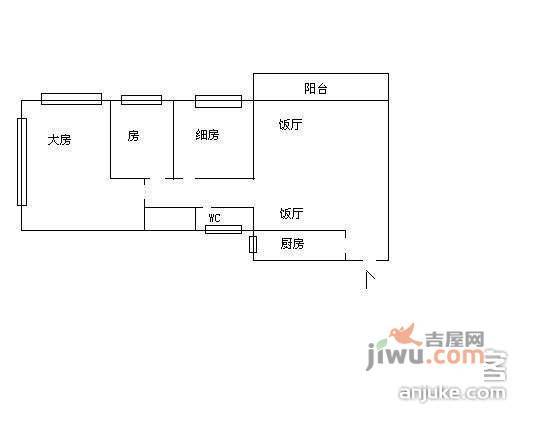 鹤松里3室2厅1卫90㎡户型图