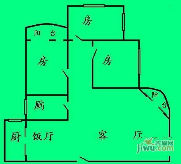 润盛花苑3室1厅1卫90㎡户型图