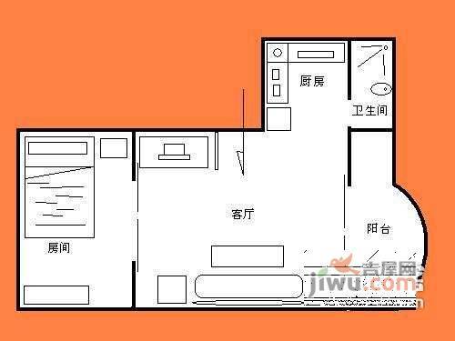 云山翠苑1室1厅1卫40㎡户型图