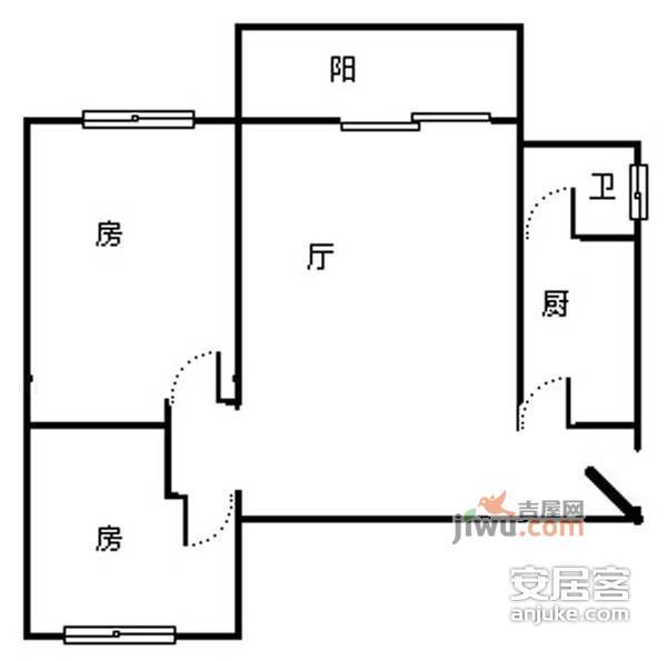 金建苑2室2厅1卫82㎡户型图