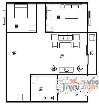 金建苑2室1厅1卫64㎡户型图