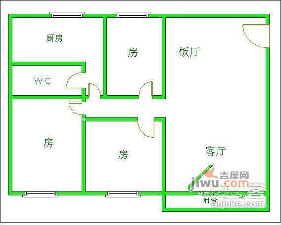 益丰花园3室2厅1卫90㎡户型图