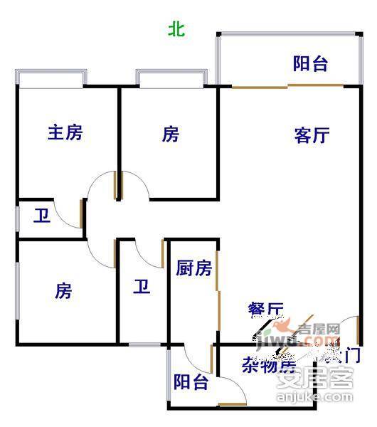 明都华庭3室2厅2卫114㎡户型图