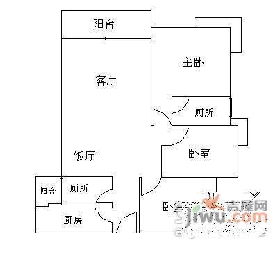 宜利苑3室1厅1卫123㎡户型图