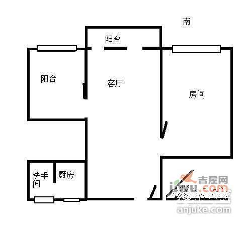 青龙坊小区2室1厅1卫48㎡户型图