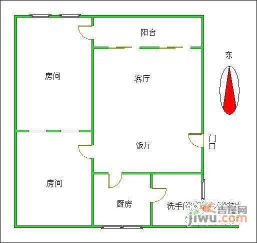 龙津东路小区2室1厅1卫73㎡户型图