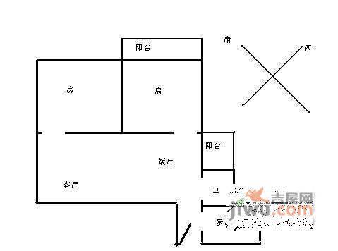 泽晖苑2室2厅1卫68㎡户型图