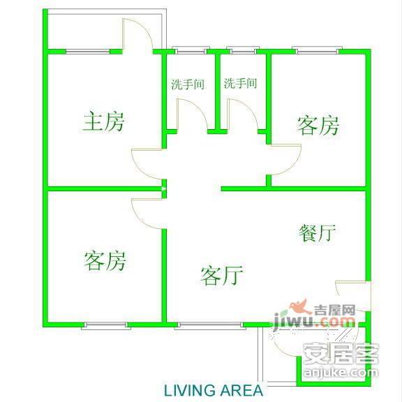 广本宿舍3室2厅1卫户型图