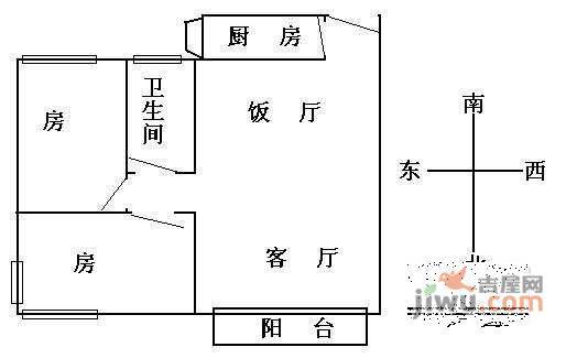 白云骏景2室2厅1卫80㎡户型图