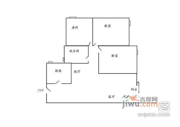 白云骏景3室1厅1卫93㎡户型图