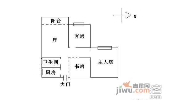 白云骏景2室2厅1卫80㎡户型图