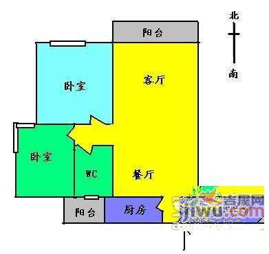 白云骏景2室2厅1卫80㎡户型图