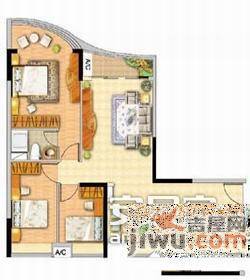 白云骏景3室2厅1卫107㎡户型图