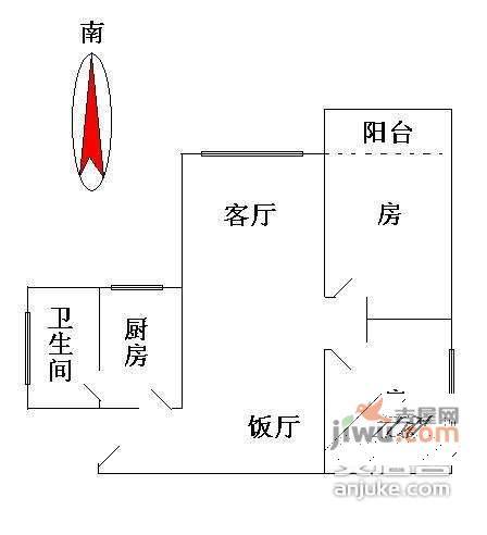 凤安花园2室1厅1卫户型图