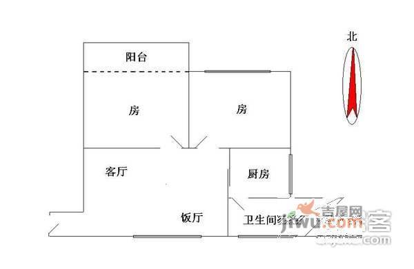 凤安花园2室2厅1卫81㎡户型图