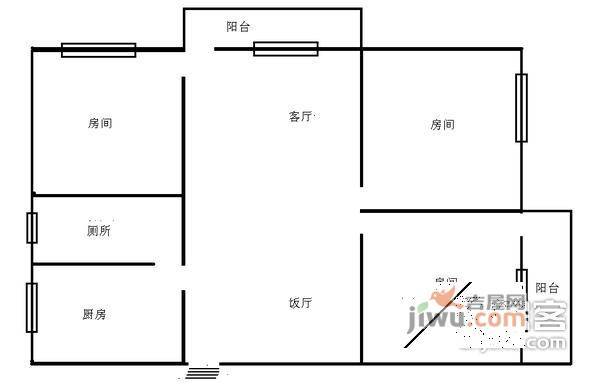 远景新城3室1厅1卫76㎡户型图