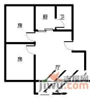 华侨花园2室2厅1卫80㎡户型图