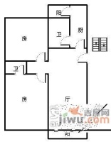 华侨花园2室2厅2卫80㎡户型图