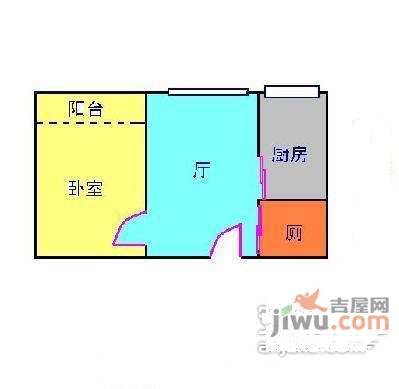 天海庭1室1厅1卫43㎡户型图