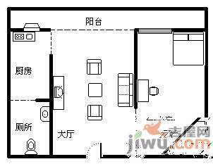 天海庭1室1厅1卫43㎡户型图