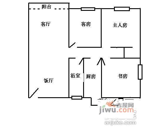 汇友苑3室2厅2卫101㎡户型图