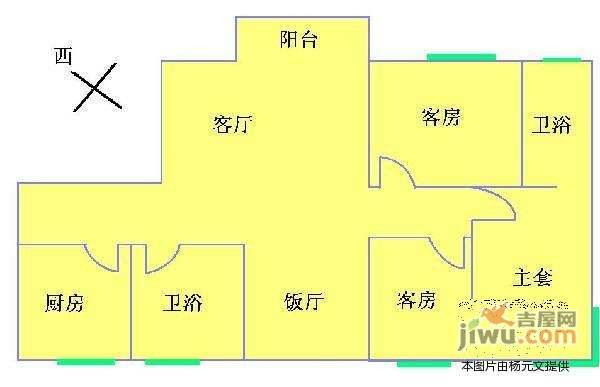 绿茵翠庭3室2厅2卫104㎡户型图