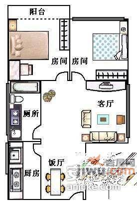 绿茵翠庭2室2厅1卫72㎡户型图