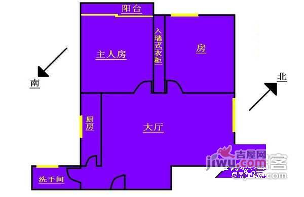 绿茵翠庭2室1厅1卫户型图