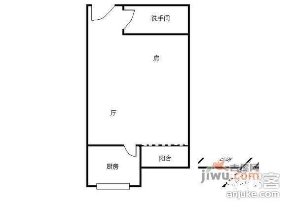 圣雅堡公寓1室0厅1卫38㎡户型图