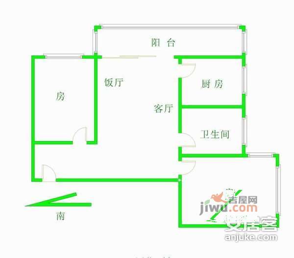 金达苑1室1厅1卫39㎡户型图