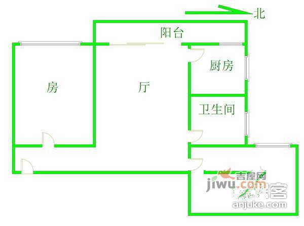 金达苑2室2厅1卫74㎡户型图