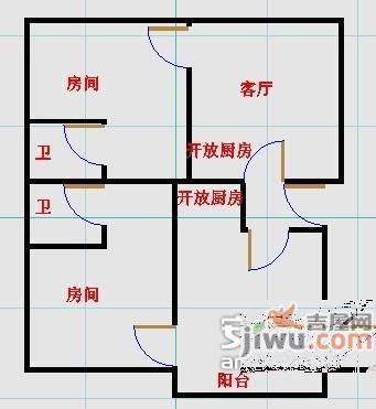 恒福路小区2室1厅1卫户型图