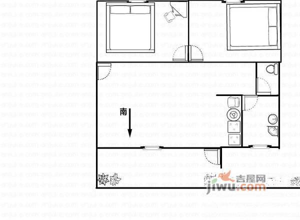 恒福路小区2室1厅1卫户型图