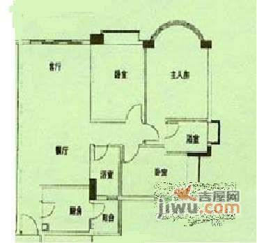 天河都市兰亭花园3室2厅1卫99㎡户型图