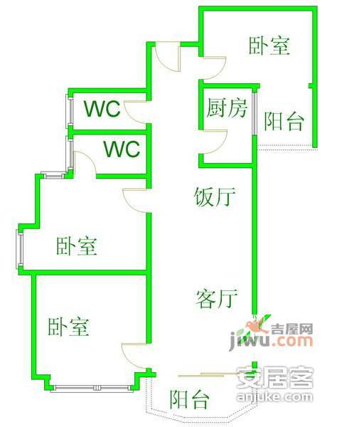 聚龙阁3室2厅2卫户型图