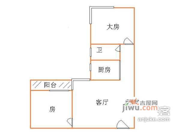 东方广场2室1厅1卫户型图